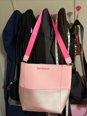 Juicy Couture Pink Two-Tone Shoulder Tote with Hot Pink Strap